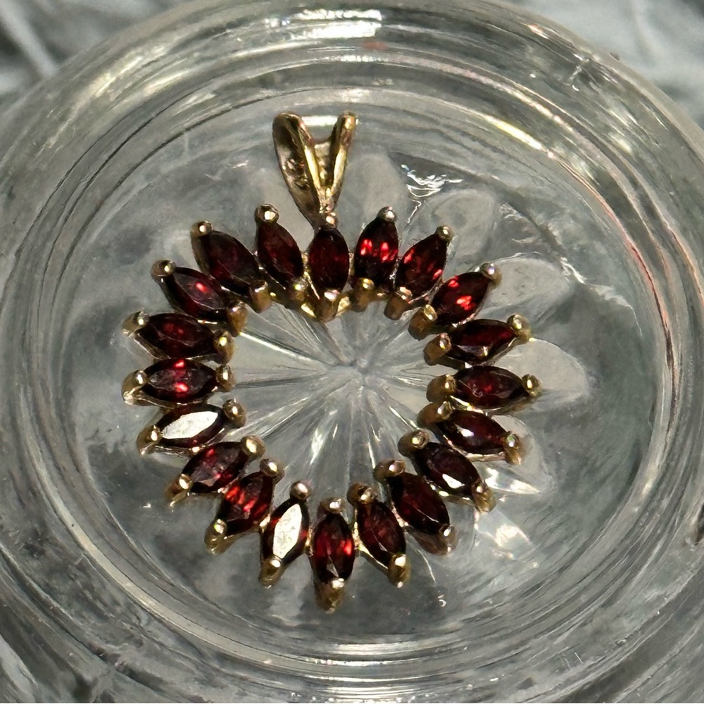Elegant Gold Over Silver With Ruby Red Heart Pendant